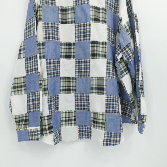 Marsh Landing II Shirt Womens 2X Blue Patchwork Boho Western Cottagecore - Picture 9 of 13